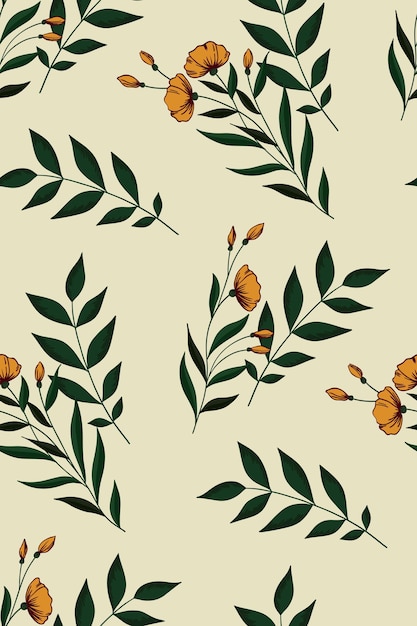 Vintage floral print with yellow flowers  Seamless vector pattern