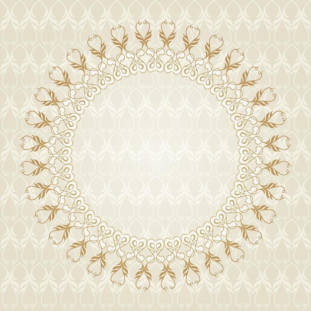 Vector vintage floral round frame