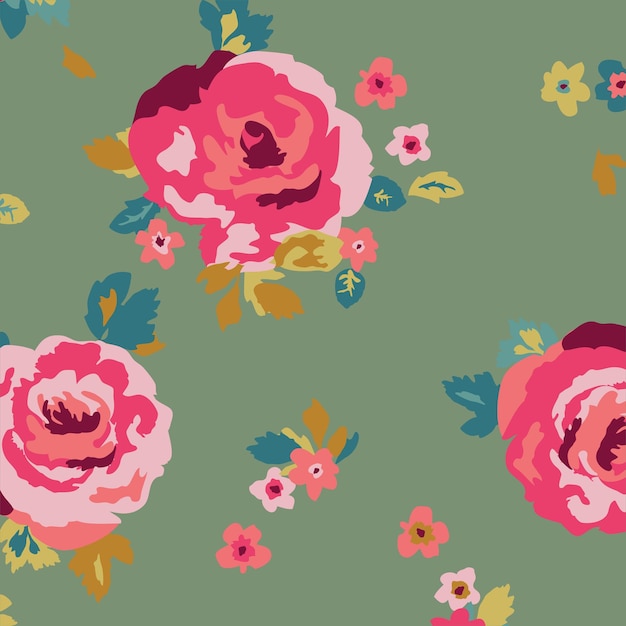 Vintage floral seamless background pattern. Rose, poppy for fashion print. Liberty style.