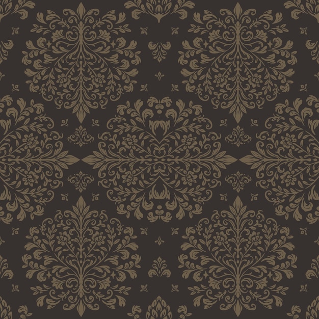 Vintage floral seamless brown pattern with art ornament