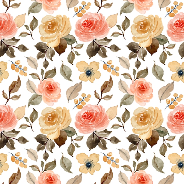 Vector vintage floral watercolor seamless pattern