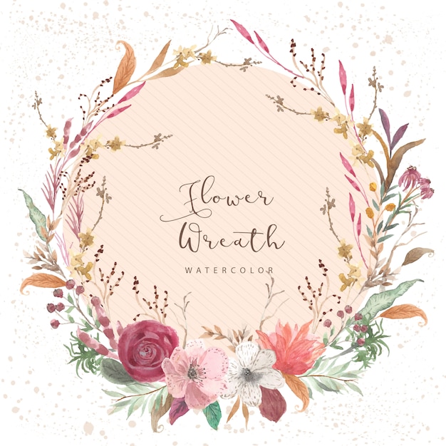 Vintage floral watercolor wreath