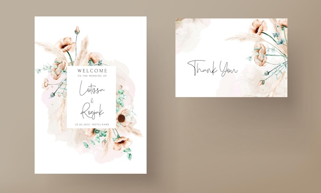 Vector vintage floral wedding invitation card template