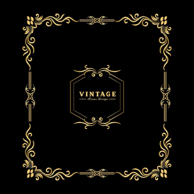 Vector vintage flourish ornament frame vector gold color for banner wallpaper invitation card