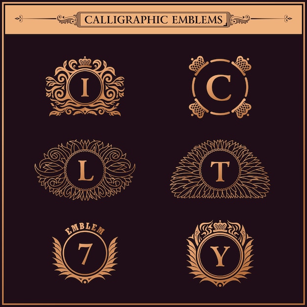 Vector vintage flourishes calligraphic elements