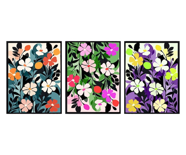 Vector vintage flower illustration set