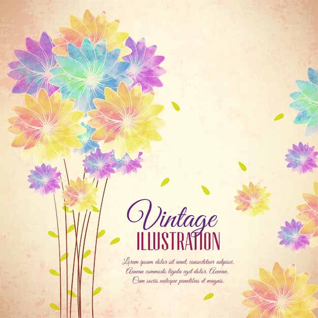 Vector vintage flower illustration