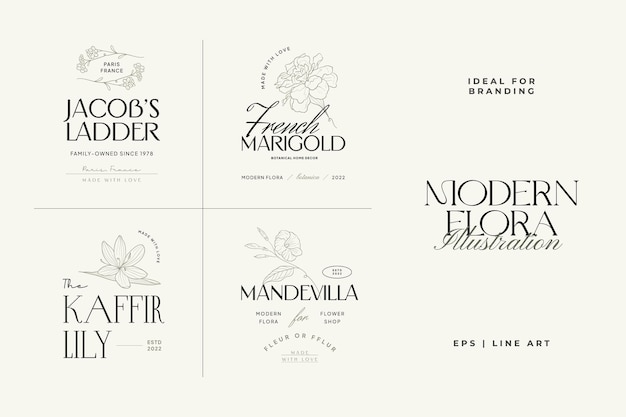 Vintage Flower logo template illustration for branding