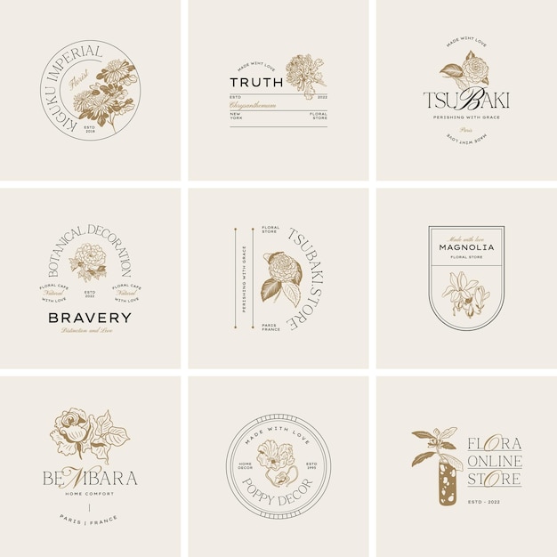 Vintage Flower logo template illustration for branding