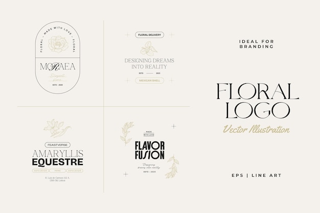 Vector vintage flower logo template illustration for branding