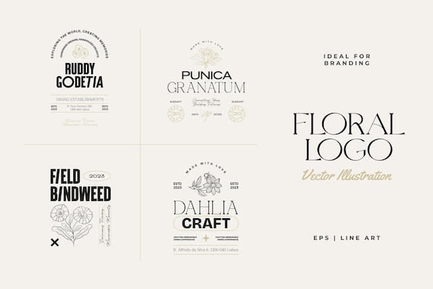 Illustrazione del modello del logo vintage flower per il branding