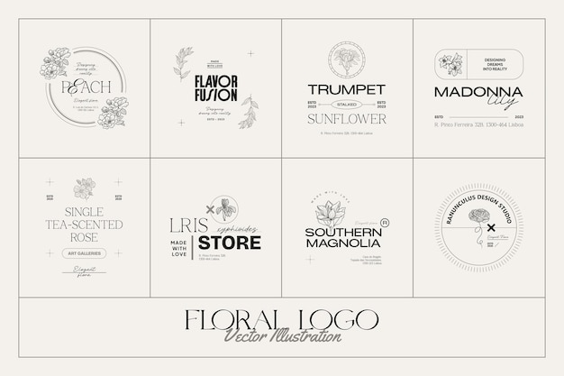 Vector vintage flower logo template illustration for branding