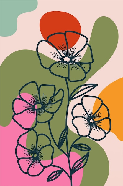 Vector vintage flower wall art decoration