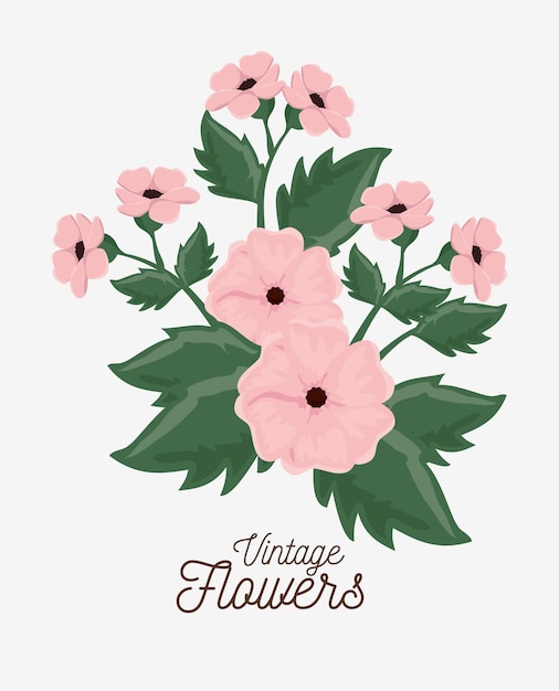 vintage flowers decoration icon 