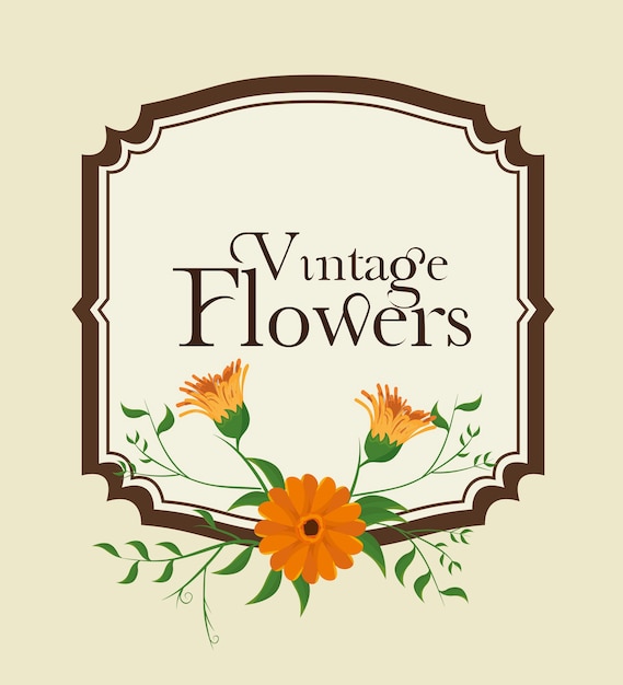 Icona di decorazione fiori vintage