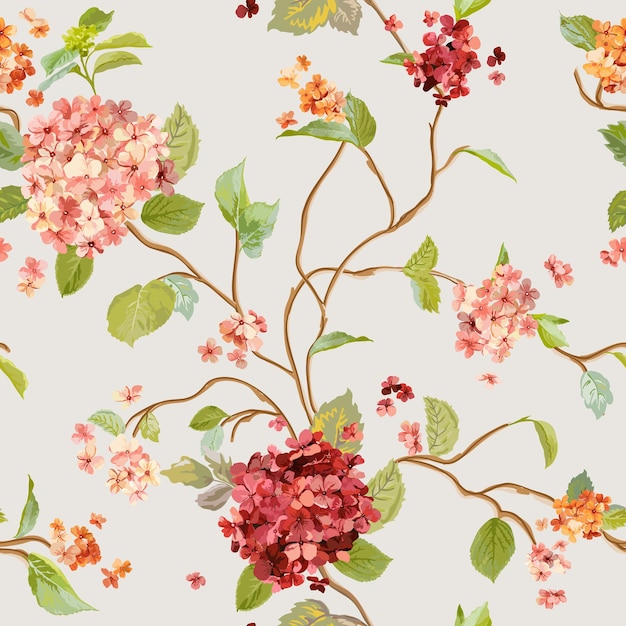 Premium Vector | Vintage flowers floral hortensia background