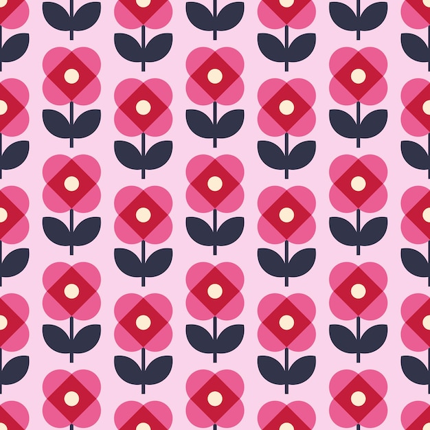 Vector vintage flowers retro seamless pattern