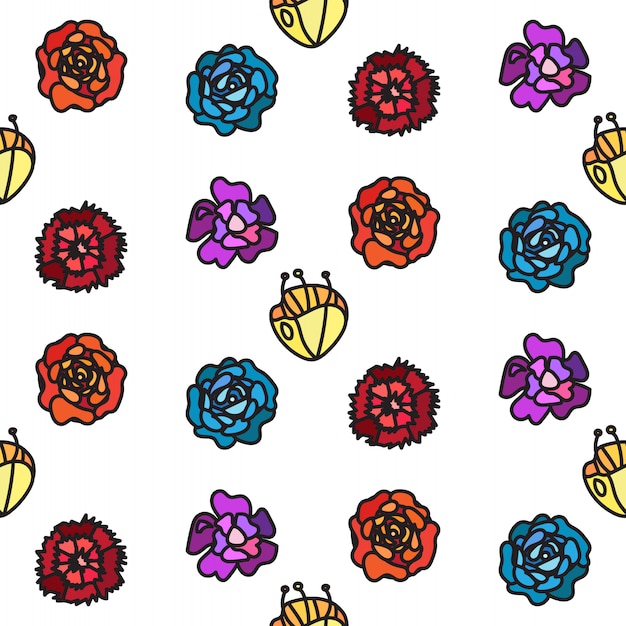 Vintage flowers seamless pattern