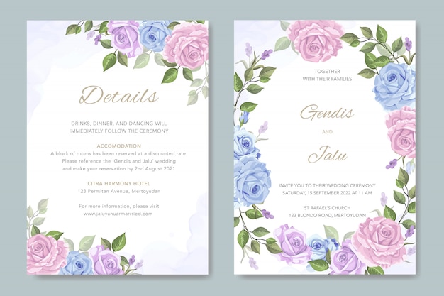 vintage flowers wedding invitations 