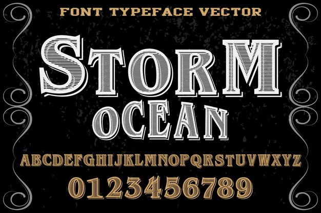 vintage font alphabet handcrafted vector named storm ocean