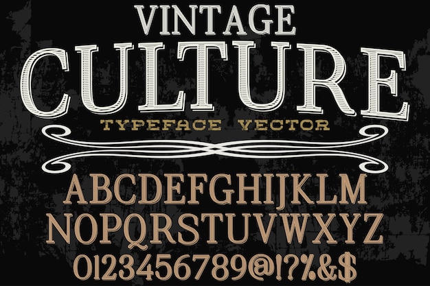 Vettore carattere vintage grafica in stile grafico alfabetico