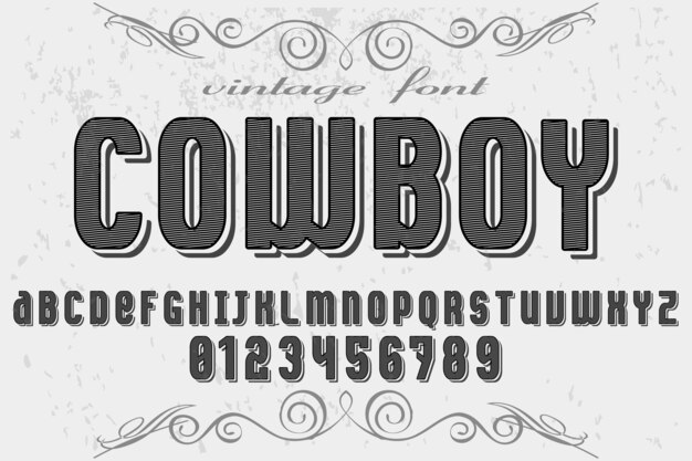 Vintage font cowboy and label  design