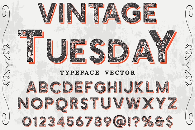 Vettore design vintage font martedì