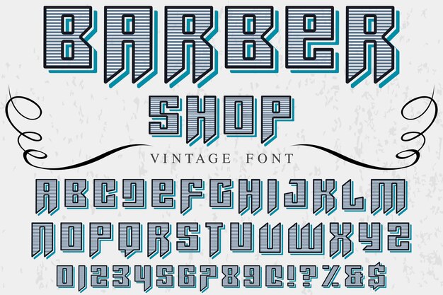 Vintage font label design barber shop