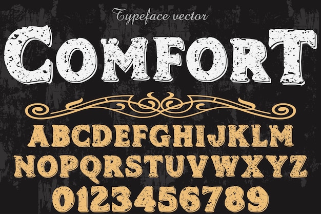 Vector vintage font typography design comfort