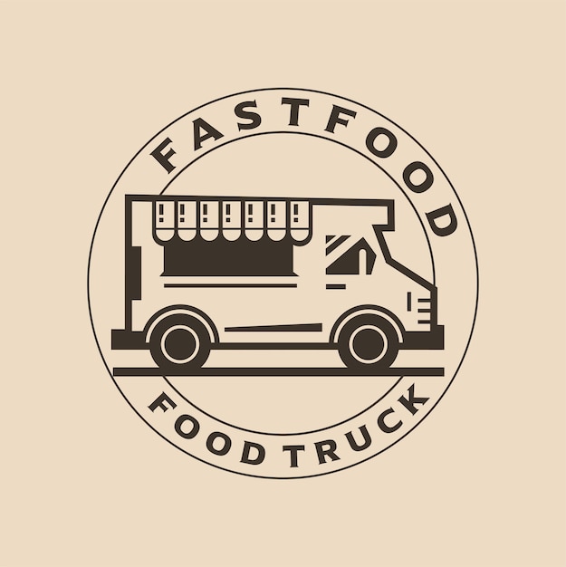 Vector vintage food truck logo emblem retro