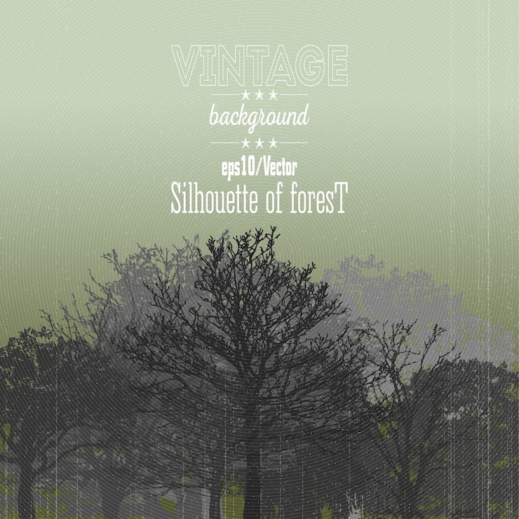 Vector vintage forest background with overlay texture