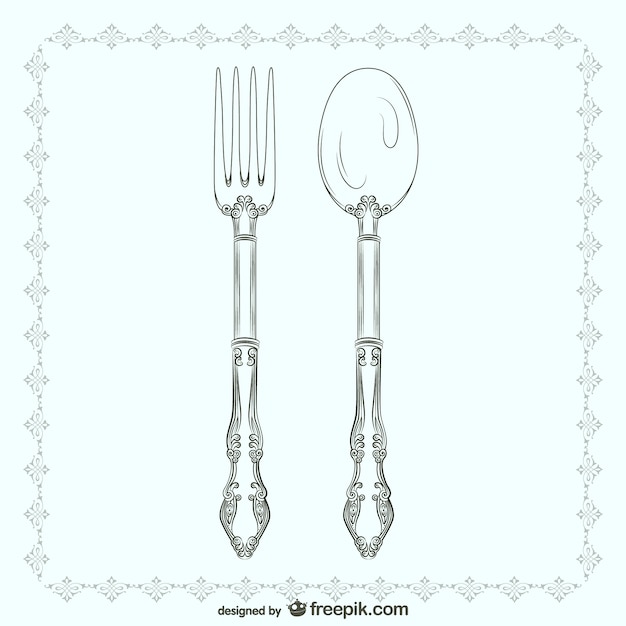 Vintage fork and spoon illustration