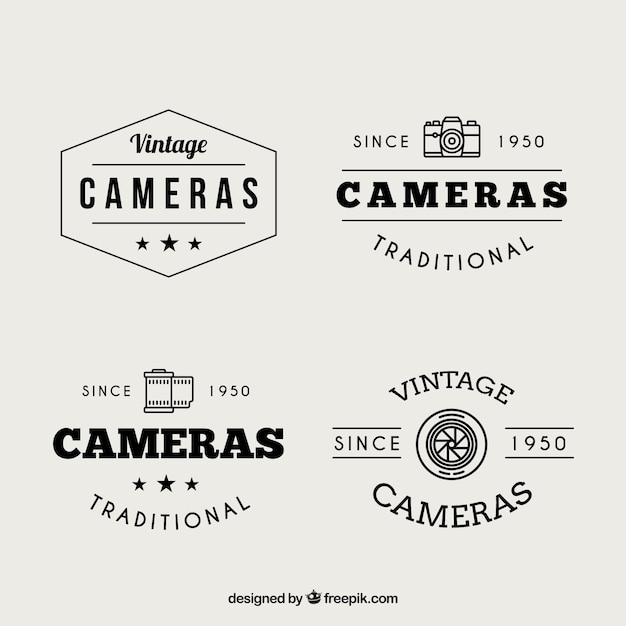 Vintage fotografie logo set