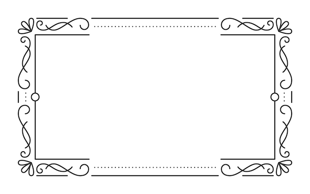 ベクトル ビンテージ フレーム ボーダー ディバイダー テキスト セパレーター ブラック ライン レトロ フィリグリー 長方形形状 グリーティング カード レストラン メニュー 結婚式 装飾 本の表紙 豊富なパターン 幾何学的要素 分離された白