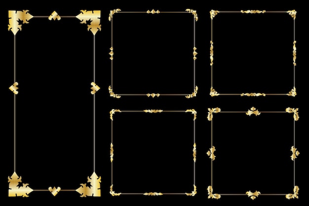 Vintage frame border floral pattern gold style