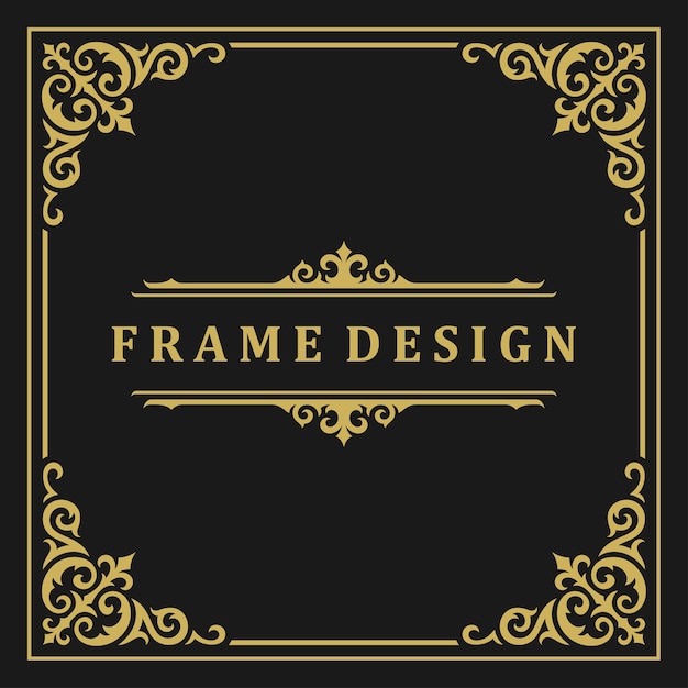 Vintage frame border ornament and vignettes swirls decoration with divider template illustration