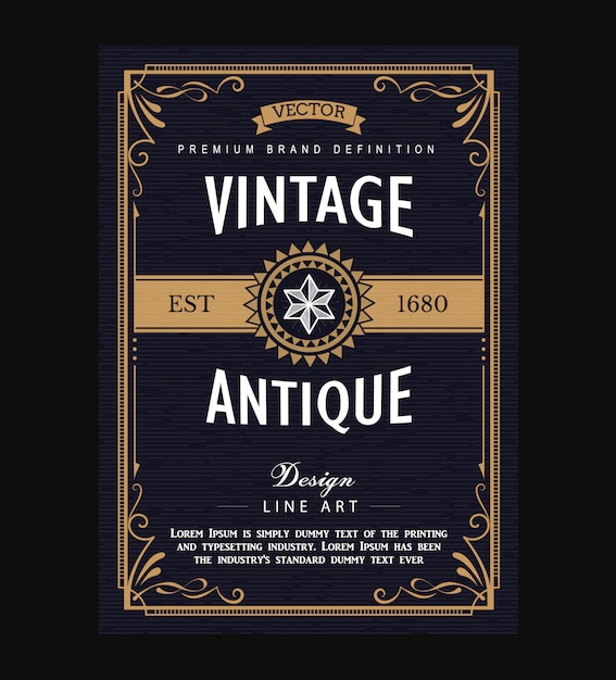 vintage frame border poster design cover