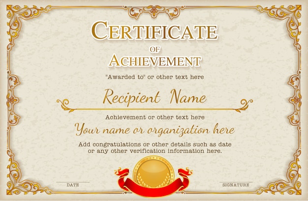 Vector vintage frame certificaat achtergrond sjabloon