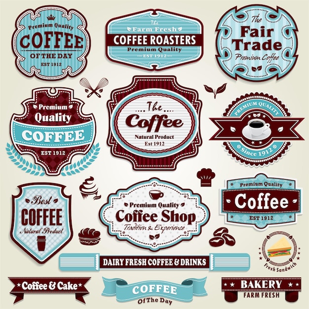 Vector vintage frame coffee label set