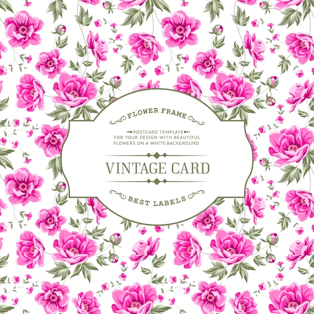 Vintage frame on a floral background