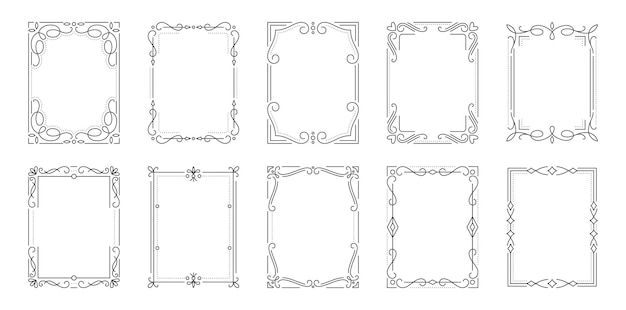 Vintage frame grens scheidingslijn tekst zwarte lijn set