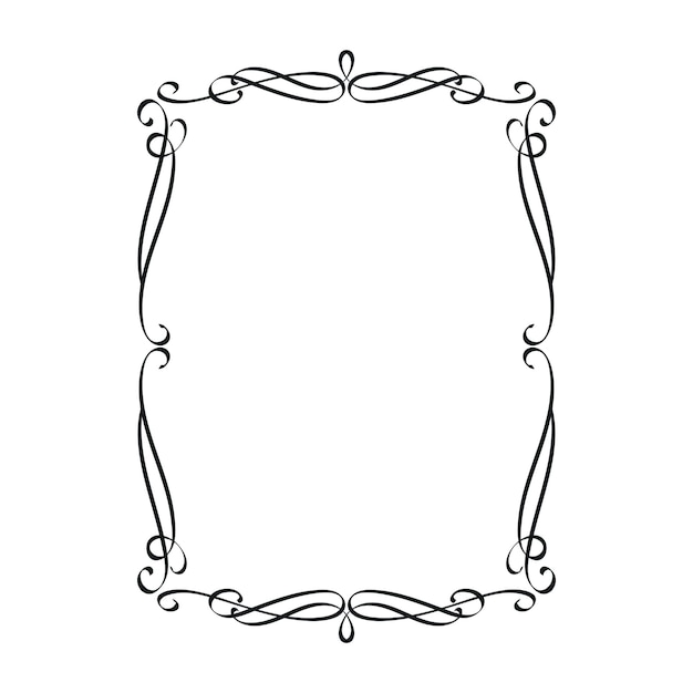 Vector vintage frame het kalligrafische rechthoekige frame van het huwelijk bloeit