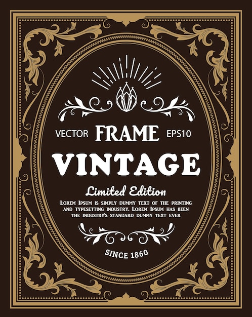 vintage frame label retro hand drawn engraving antique vector illustration