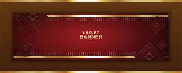 Sfondo banner di lusso con cornice vintage e texture oro lucido isolato su sfondo rosso