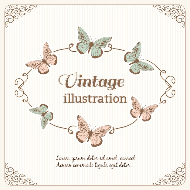 Vector vintage frame met vlinders en typografie