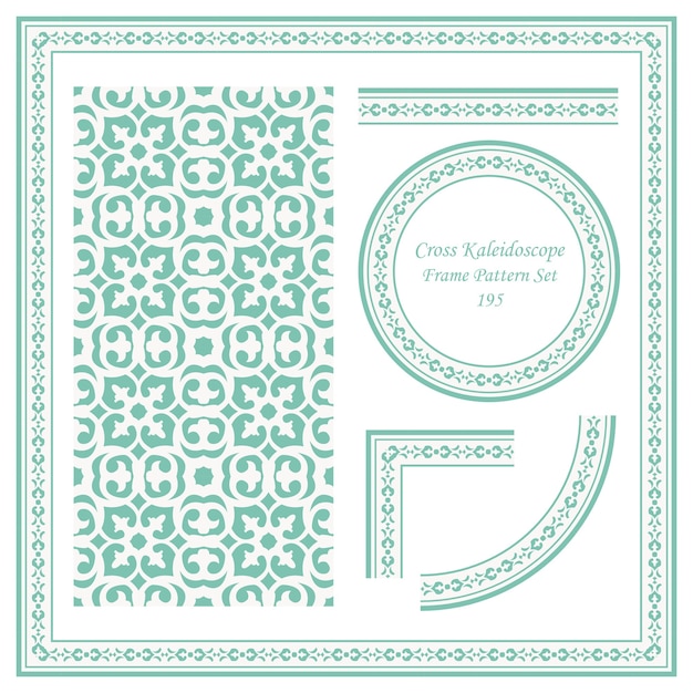 Vintage frame pattern set di cross curve caleidoscopio