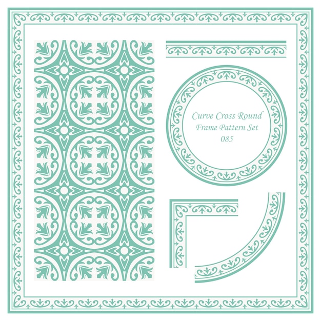 Vintage Frame Pattern Set of Curve Cross Round