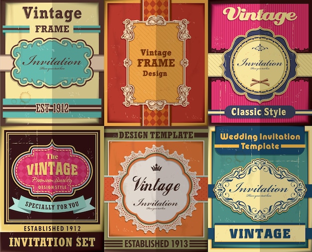 Vettore set di poster con cornice vintage