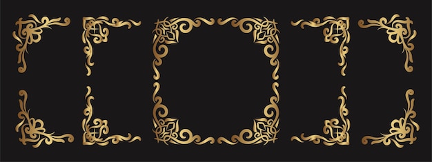 Vintage frame set antique gold ornament