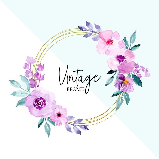 Vintage frame watercolor floral and leaves